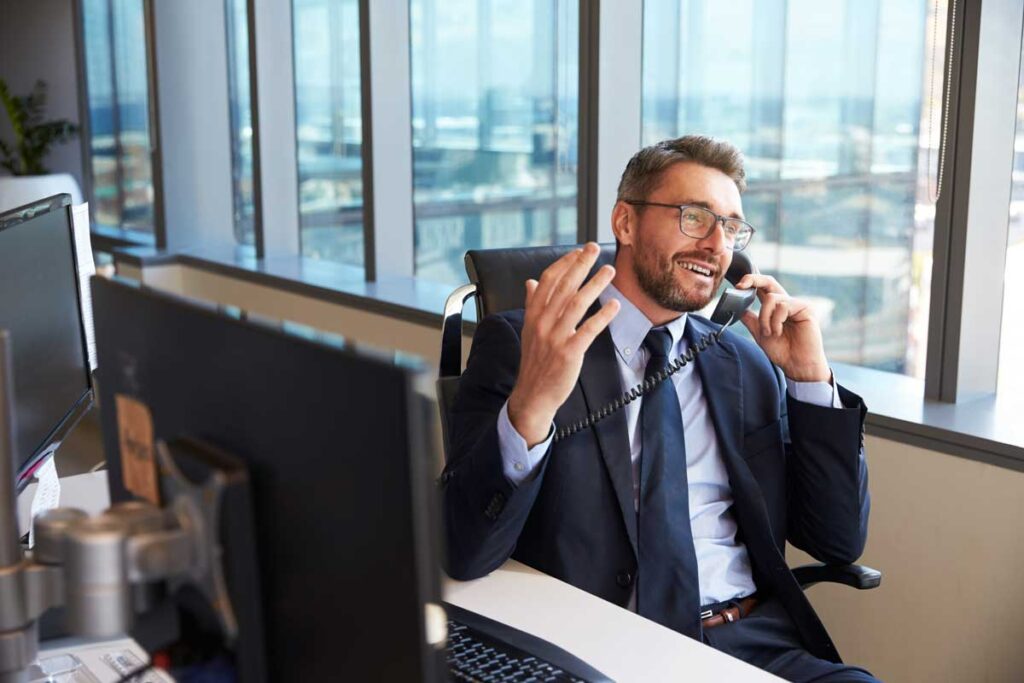 man with phone system 